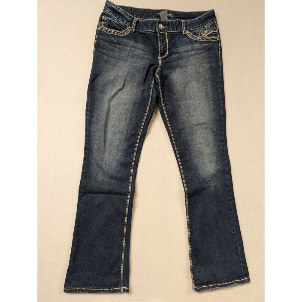 Maurices Womens Bootcut Jeans Size 9 / 10 Cotton Blend Dark Wash Embellished